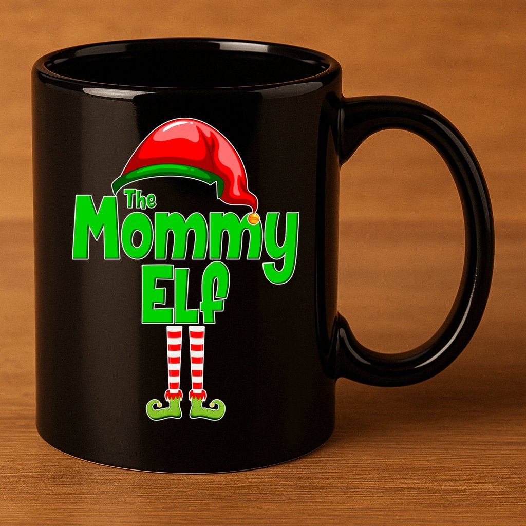 The Mommy Elf Christmas 11oz C Handle Ceramic Mug