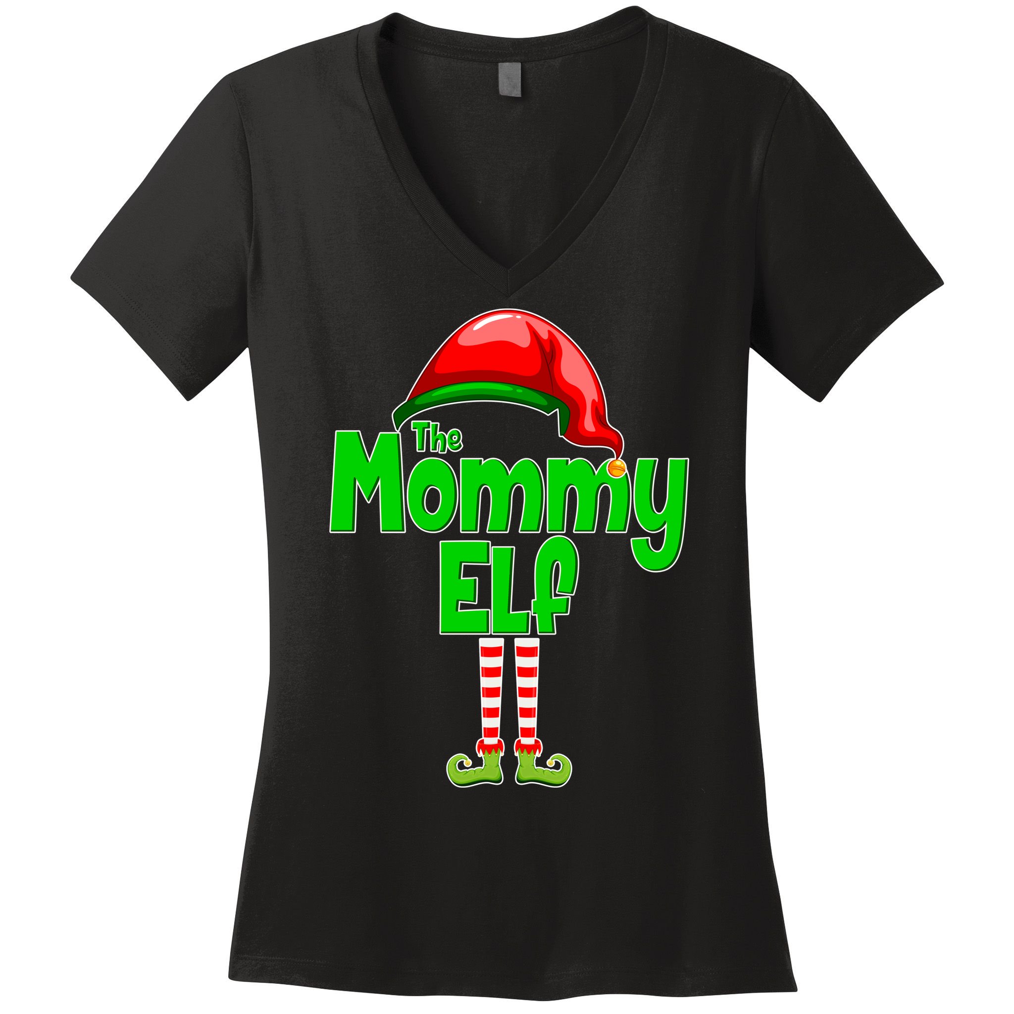 The Mommy Elf Christmas Women's V-Neck T-Shirt