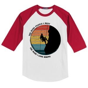 The More People I Meet The More I Love Hiking Kids Colorblock Raglan Jersey