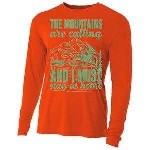 The Mountains Are Calling And I Must Stay At Home Cooling Performance Long Sleeve Crew