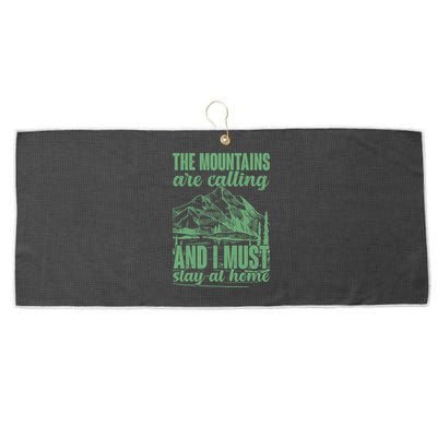 The Mountains Are Calling And I Must Stay At Home Large Microfiber Waffle Golf Towel