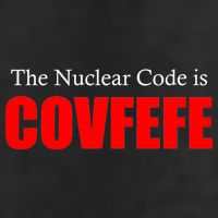 The Nuclear Code is Covfefe Funny Tweet 7 Panel Mesh Trucker Snapback Hat