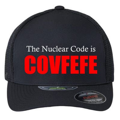 The Nuclear Code is Covfefe Funny Tweet Flexfit Unipanel Trucker Cap