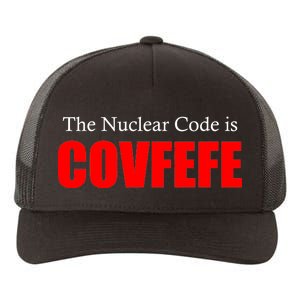 The Nuclear Code is Covfefe Funny Tweet Yupoong Adult 5-Panel Trucker Hat