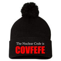 The Nuclear Code is Covfefe Funny Tweet Pom Pom 12in Knit Beanie