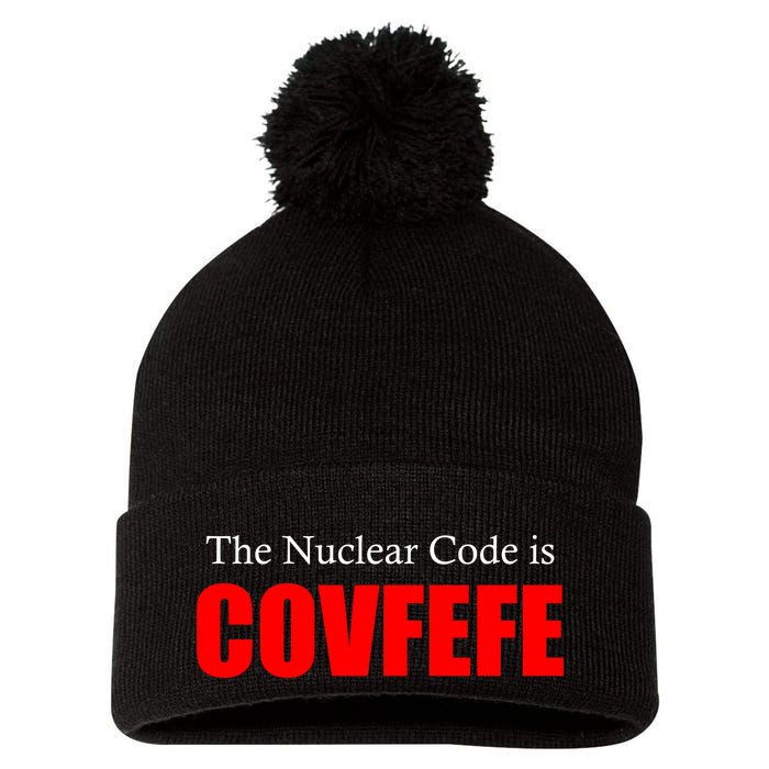 The Nuclear Code is Covfefe Funny Tweet Pom Pom 12in Knit Beanie