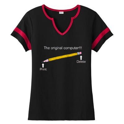 The Original Computer Pencil Ladies Halftime Notch Neck Tee