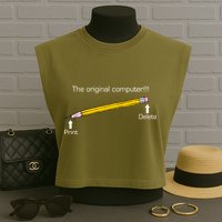 The Original Computer Pencil Garment-Dyed Women's Muscle Tee