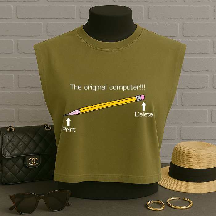 The Original Computer Pencil Garment-Dyed Women's Muscle Tee