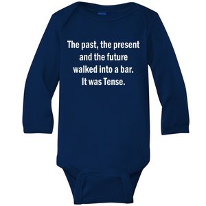 The Past Present Future Tense Bar Baby Long Sleeve Bodysuit