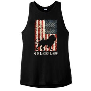 The Patriot Party Lion Distressed Flag Ladies PosiCharge Tri-Blend Wicking Tank