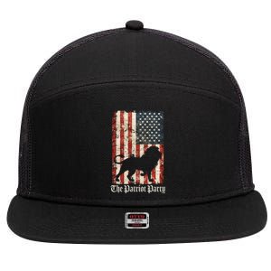 The Patriot Party Lion Distressed Flag 7 Panel Mesh Trucker Snapback Hat