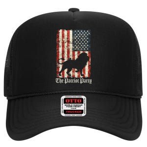 The Patriot Party Lion Distressed Flag High Crown Mesh Back Trucker Hat