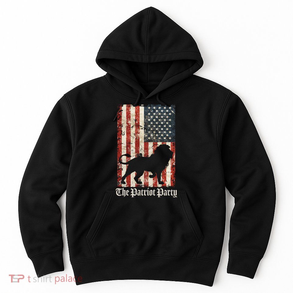 The Patriot Party Lion Distressed Flag Hoodie