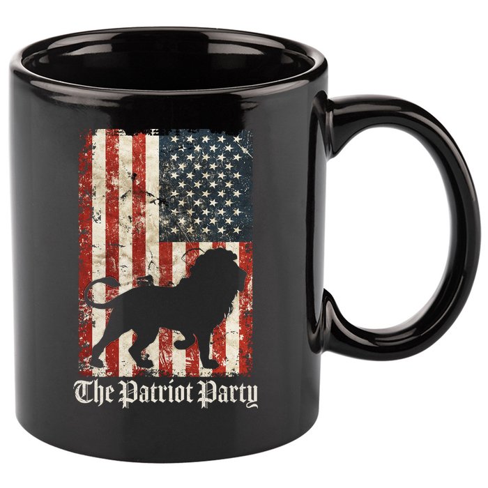 The Patriot Party Lion Distressed Flag 11oz C Handle Ceramic Mug