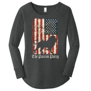 The Patriot Party Lion Distressed Flag Women's Perfect Tri Tunic Long Sleeve Shirt