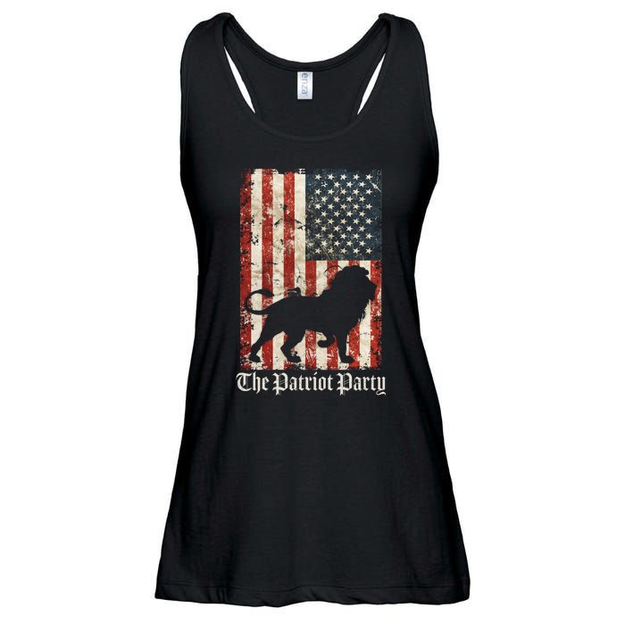 The Patriot Party Lion Distressed Flag Ladies Essential Flowy Tank