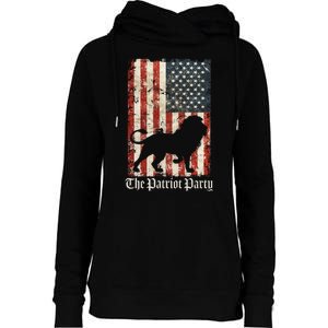 The Patriot Party Lion Distressed Flag Womens Funnel Neck Pullover Hood