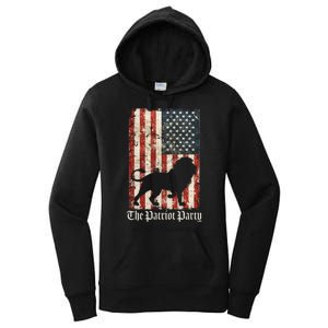 The Patriot Party Lion Distressed Flag Women's Pullover Hoodie