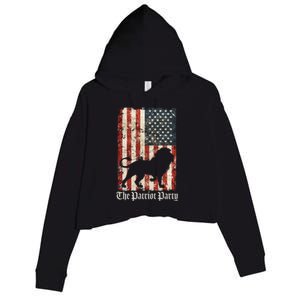 The Patriot Party Lion Distressed Flag Crop Fleece Hoodie