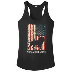 The Patriot Party Lion Distressed Flag Ladies PosiCharge Competitor Racerback Tank