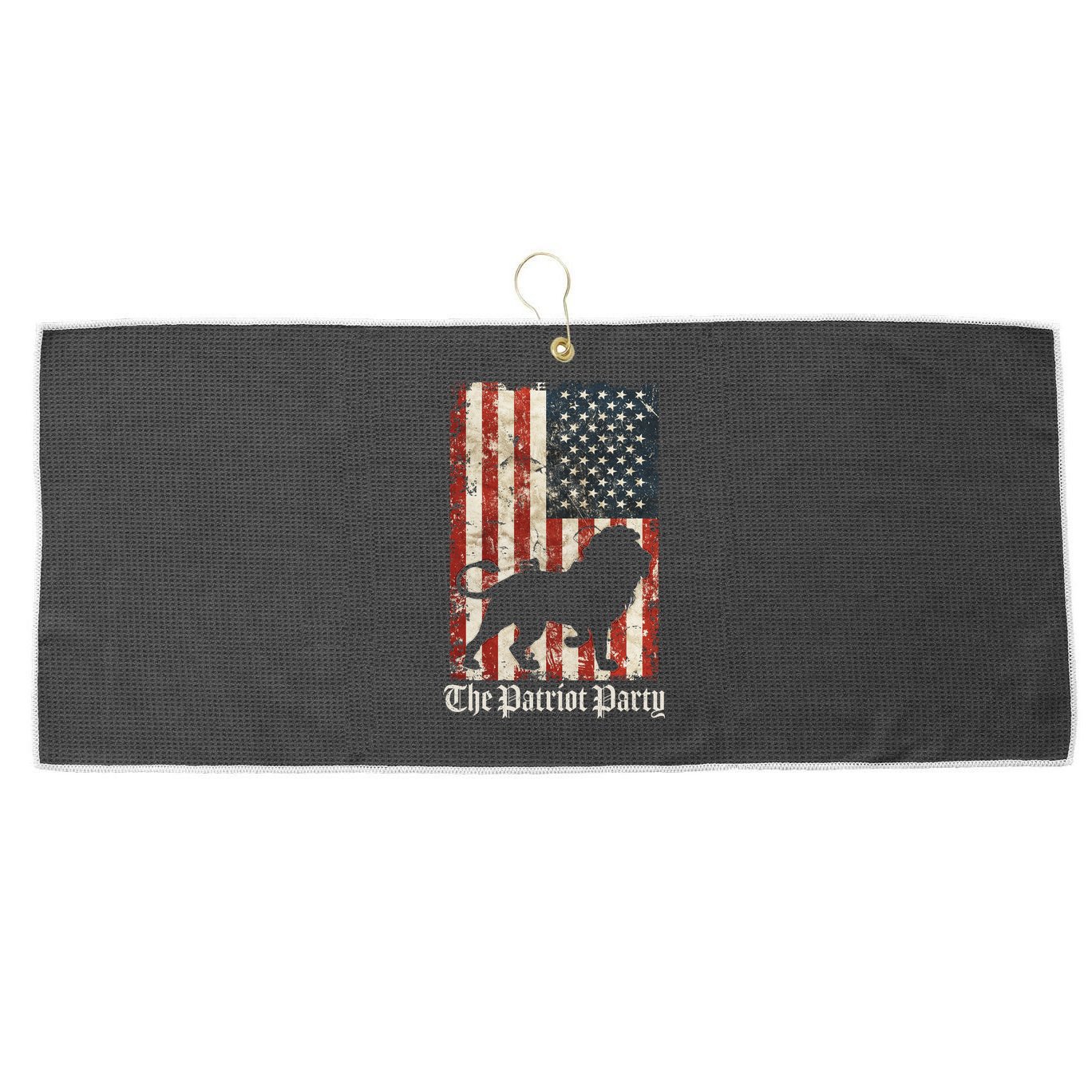 The Patriot Party Lion Distressed Flag Large Microfiber Waffle Golf Towel