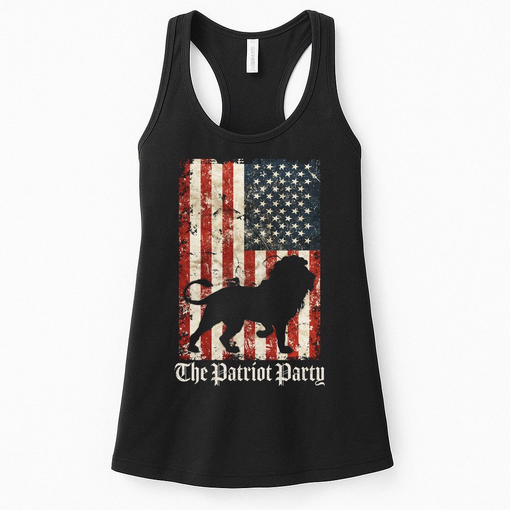 The Patriot Party Lion Distressed Flag Womens Tank Top