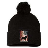 The Patriot Party Lion Distressed Flag Pom Pom 12in Knit Beanie