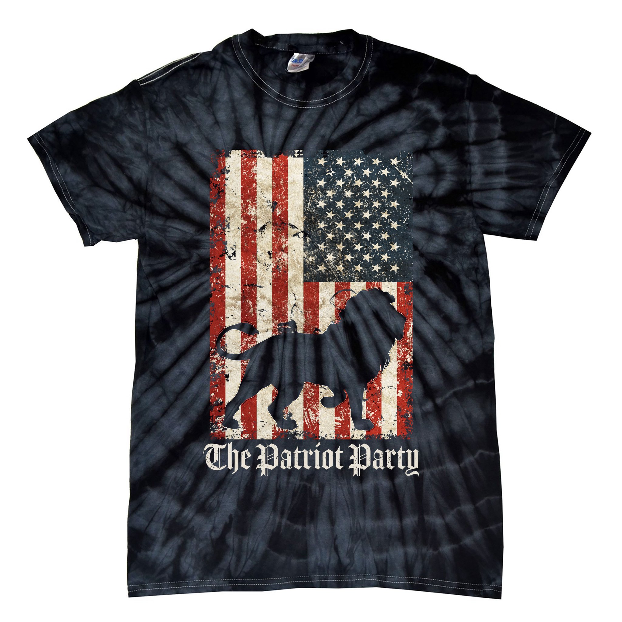 The Patriot Party Lion Distressed Flag Tie-Dye T-Shirt