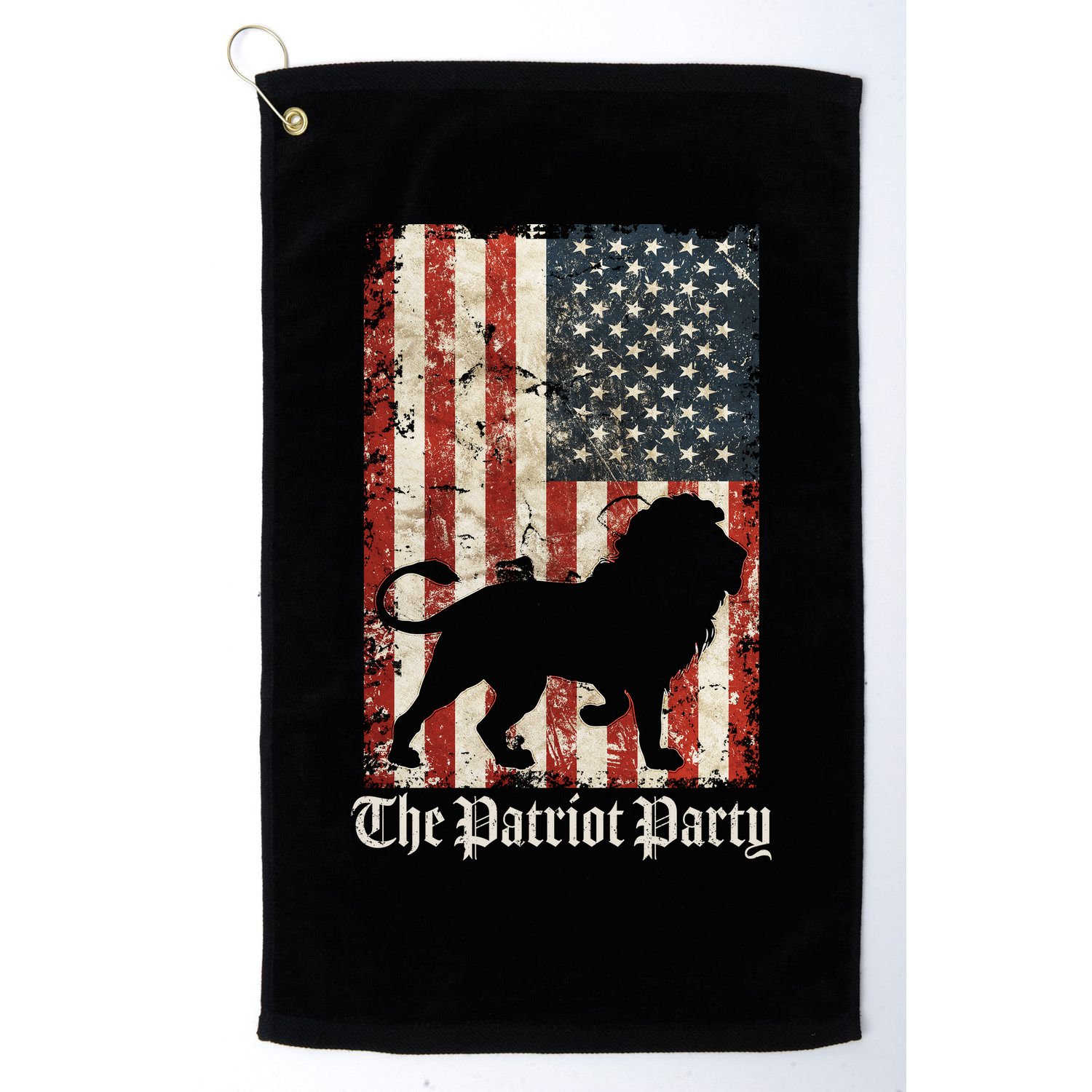 The Patriot Party Lion Distressed Flag Golf Towel