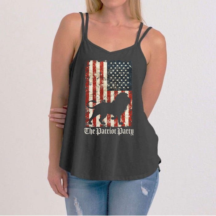 The Patriot Party Lion Distressed Flag Women's Strappy Tank