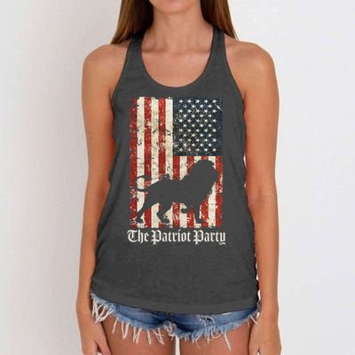 The Patriot Party Lion Distressed Flag Women's Knotted Racerback Tank