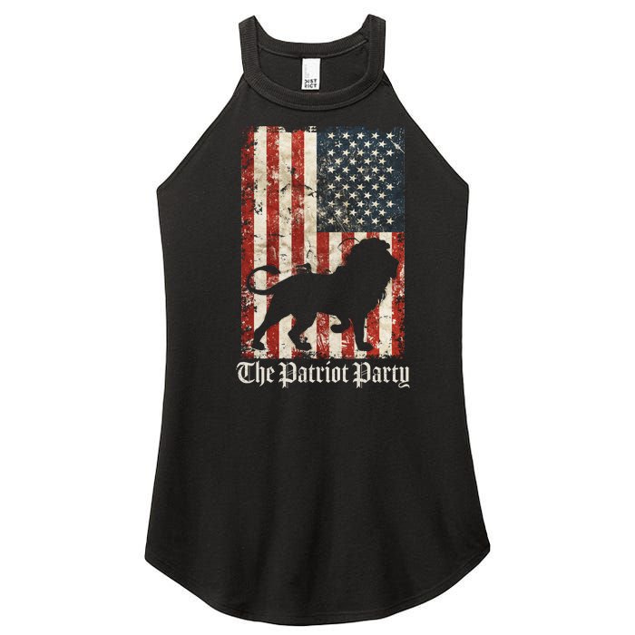 The Patriot Party Lion Distressed Flag Women's Perfect Tri Rocker Tank