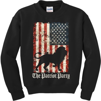 The Patriot Party Lion Distressed Flag Kids Sweatshirt
