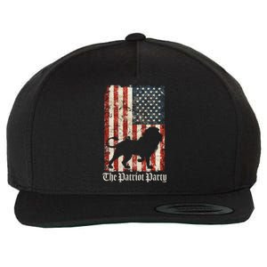 The Patriot Party Lion Distressed Flag Wool Snapback Cap