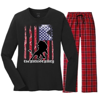 The Patriot Party USA Flag Women's Long Sleeve Flannel Pajama Set 