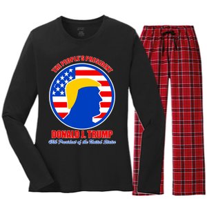 The People's President Donald Trump USA Logo Women's Long Sleeve Flannel Pajama Set 