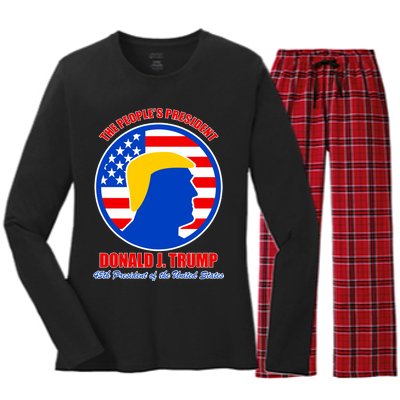 The People's President Donald Trump USA Logo Women's Long Sleeve Flannel Pajama Set 