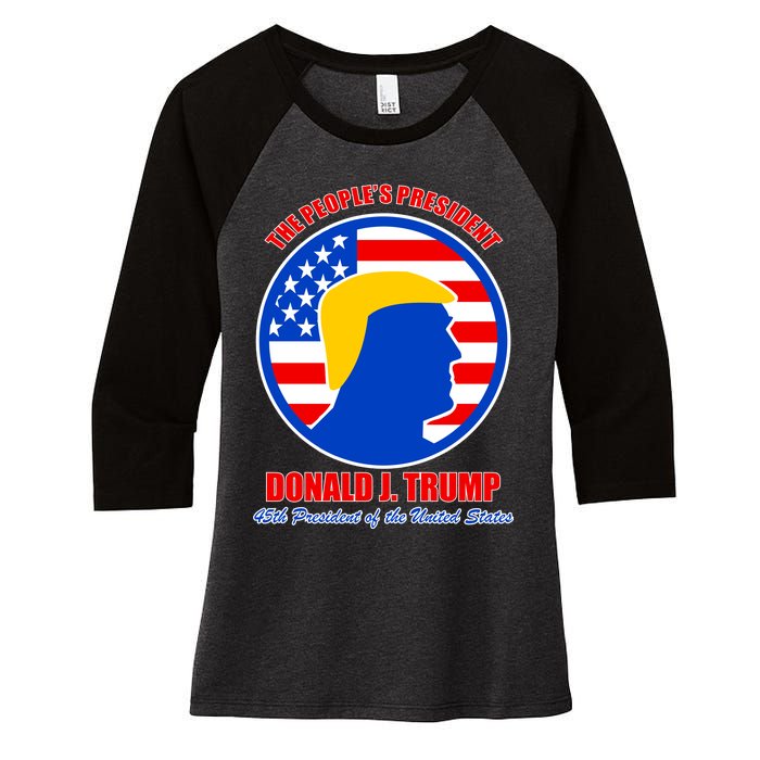 The People's President Donald Trump USA Logo Women's Tri-Blend 3/4-Sleeve Raglan Shirt