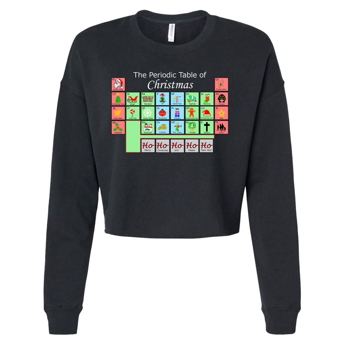 The Periodic Table Of Christmas Elements Cropped Pullover Crew