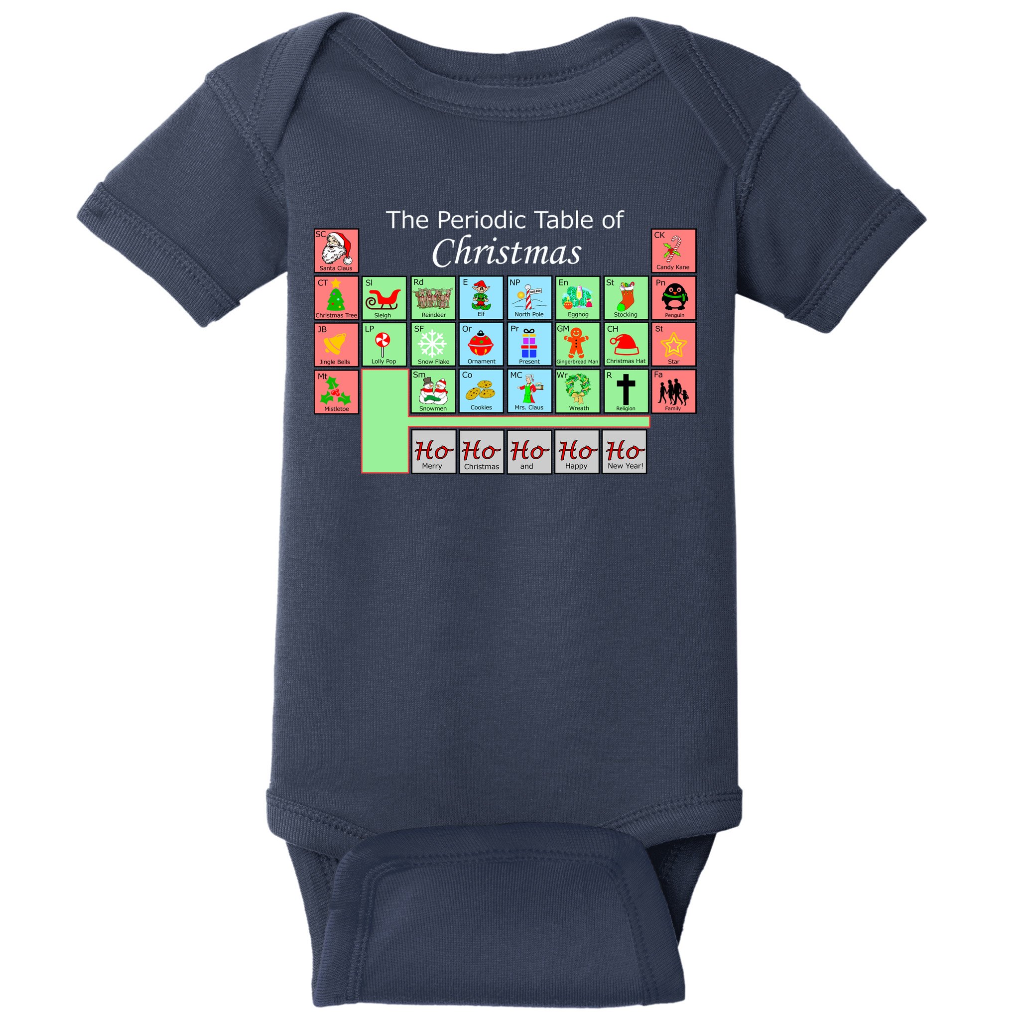 The Periodic Table Of Christmas Elements Baby Bodysuit