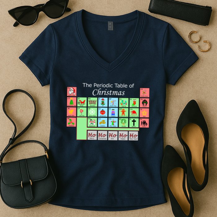 The Periodic Table Of Christmas Elements Women's V-Neck T-Shirt
