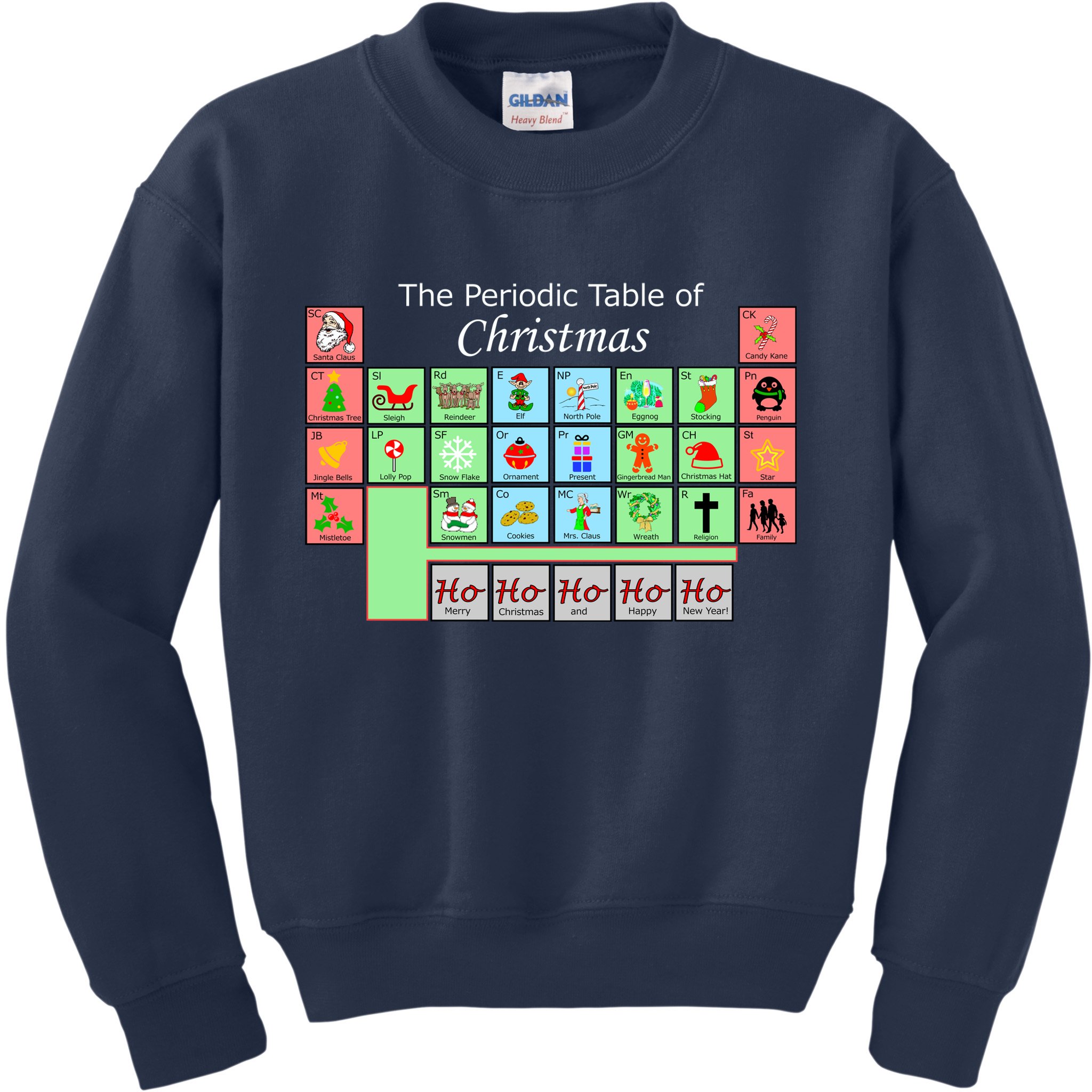 The Periodic Table Of Christmas Elements Kids Sweatshirt