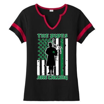 The Piped Are Call St Pattys Day Irish Flag Ladies Halftime Notch Neck Tee