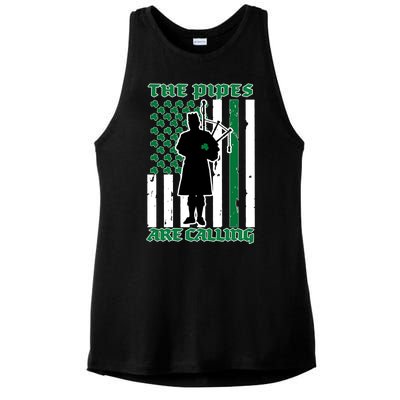 The Piped Are Call St Pattys Day Irish Flag Ladies PosiCharge Tri-Blend Wicking Tank