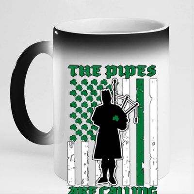 The Piped Are Call St Pattys Day Irish Flag 11oz Black Color Changing Mug