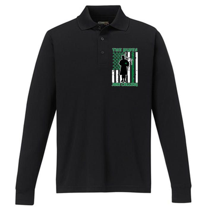 The Piped Are Call St Pattys Day Irish Flag Performance Long Sleeve Polo