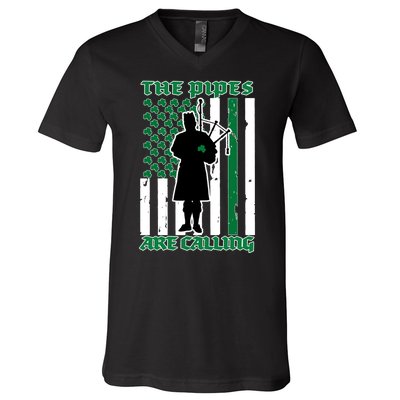 The Piped Are Call St Pattys Day Irish Flag V-Neck T-Shirt