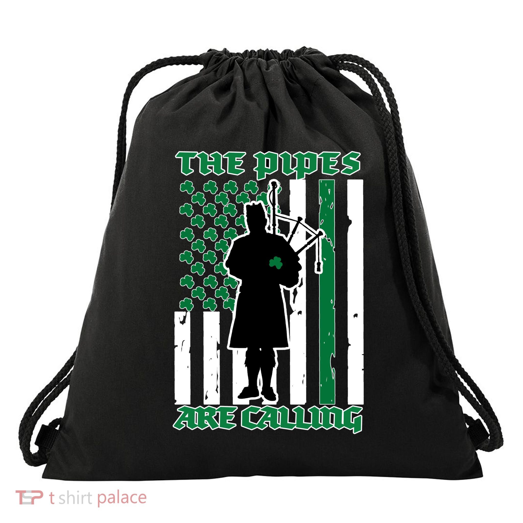 The Piped Are Call St Pattys Day Irish Flag Drawstring Bag