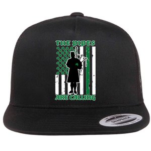 The Piped Are Call St Pattys Day Irish Flag Flat Bill Trucker Hat